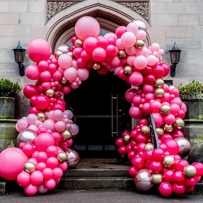Pink Balloons 60 PCS 12 Inch Hot Pink Balloons Light Baby Pink Metallic Pink Latex Balloons for Girls Birthday Party Baby Shower Bridal Shower Wedding Party Decoration