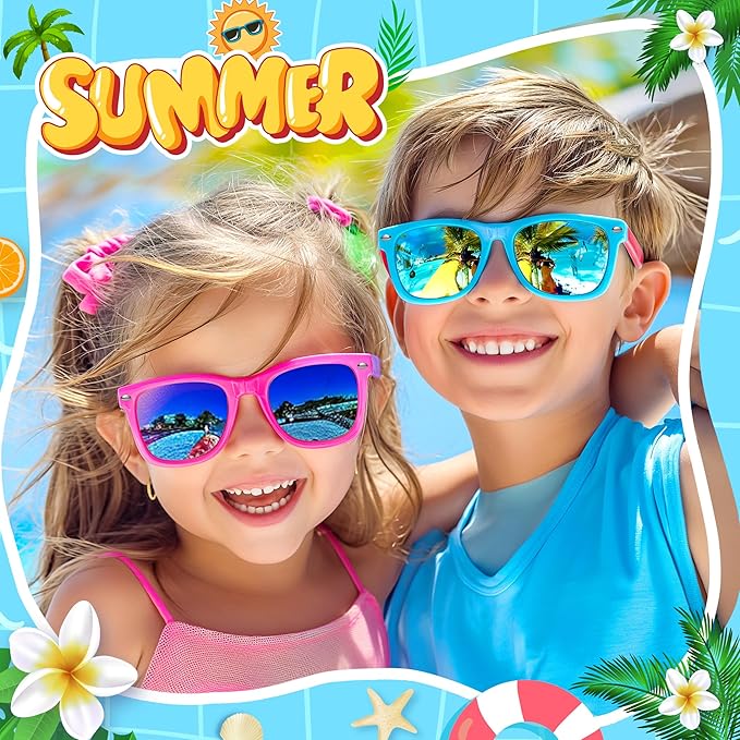 GIFTINBOX Kids Sunglasses Party Favors for Boys & Girls,Neon Toddler Sunglasses bulk with UV400 Protection, Pool Beach Party Favors, Goodie Bags Stuffers for Birthday Party -24pack