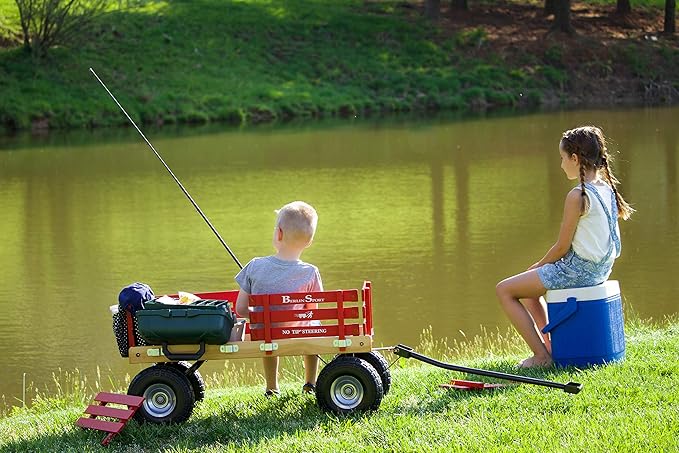 Berlin Flyer Sport Kid's Wagon - Model F410 - Amish Made in Ohio, USA - 10" No-Flat Tires (Red)