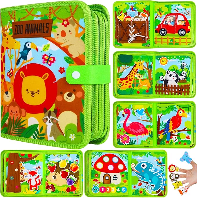 Busy Book for Toddlers 1-3 Montessori Toys for 1 2 3 Year Old - Farm Busy Board Educational Learning Sensory Toy for Boys Girls - Christmas Birthday Gifts for Toddlers Travel Toys for Airplane Car