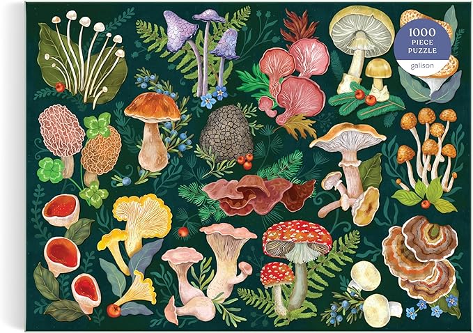 Galison World of Mushrooms – 1000 Piece Jigsaw Puzzle Featuring Beautiful Painted Artwork of A Mushroom and Fungi Collection
