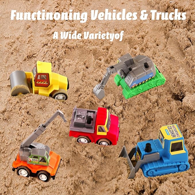 20 PCS Pull Back City Die-Cast Cars Trucks Vehicles Toy Stocking Stuffers for Toddlers Kids Grandkids Party Favor Goodie Bags Stuffers for Kids Christmas Birthday Gifts (20 Pack)