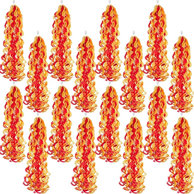Lyrow 40 Pcs Fireman Party Decorations Fire Hanging Swirls Decor for International Firefighters' Day Firefighter Birthday Pentecost Fireman Party Supplies Events Gatherings Celebrations