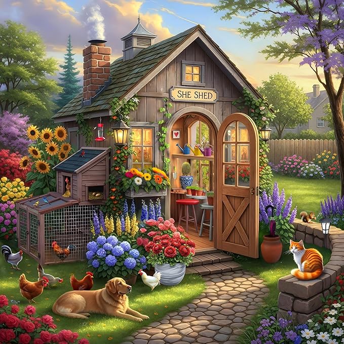 Springbok The Garden Shed 500 Piece Square Jigsaw Puzzle for Adults - Poster Now Included - Garden and Floral - Unique Cut Pieces - Made in USA
