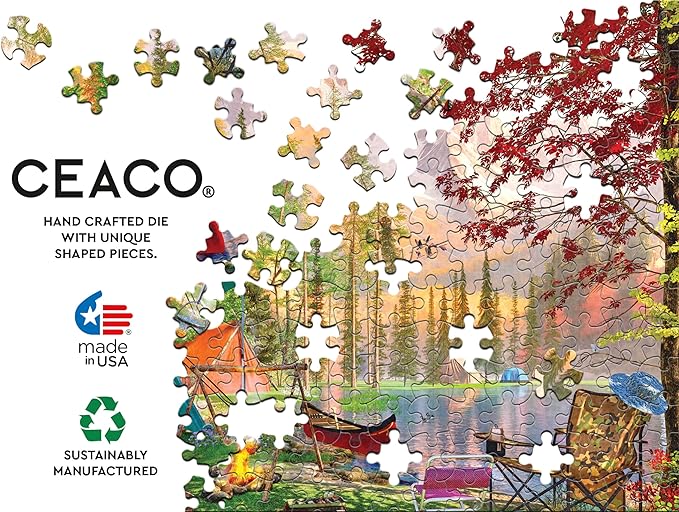 Ceaco - EZ 2 Hold - Dominic Davison - Camping Tranquility - 500 Piece Puzzle for Adults - Challenging and Perfect for Game Nights - Finished Puzzle Size 21.25 x 15
