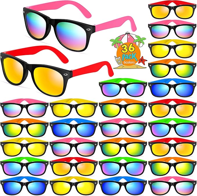 Kids Sunglasses Bulk, Neon Sunglasses Party Favors with UV400 Protection for Kids, Boys and Girls, Party Favor For Kids, Birthday Graduation Party Supplies, Beach, Pool Party Favors