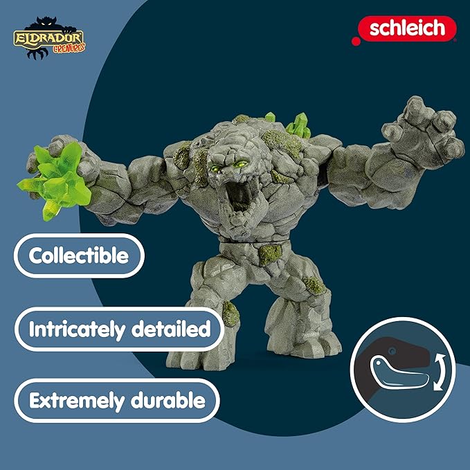 Schleich Eldrador Creatures - 8" Stone Monster Toy with Crystal Set - Cool Movable Monster Action Figure for Boys and Girls - Fantasy Giant Rock Beast Figurine - Fun Scary Toys - Kids Ages 7+ | 70141