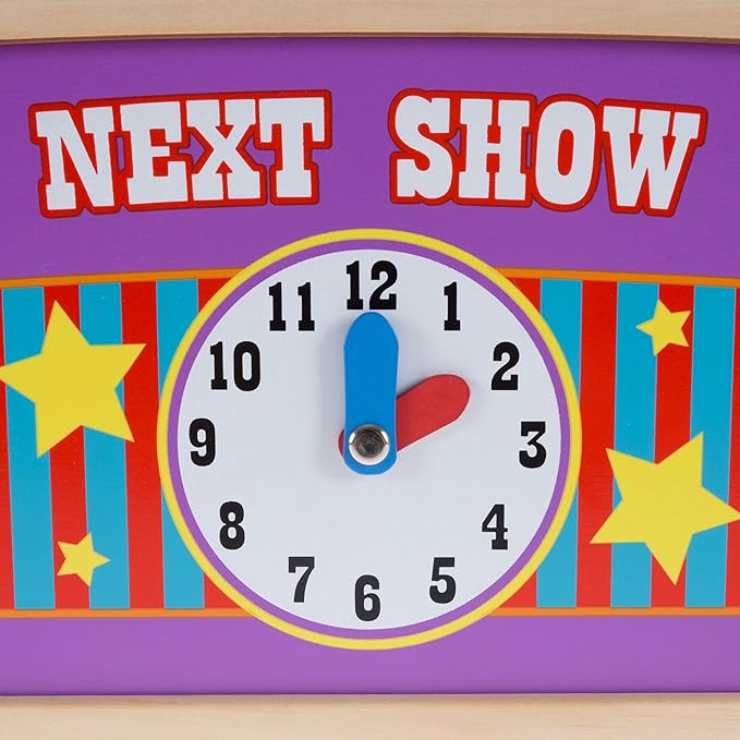 HEY! PLAY! Puppet Theater for Kids - Wooden Tabletop Toy with Curtains, Blackboard, and Clock to Inspire Imagination and Creativity in Boys and Girls