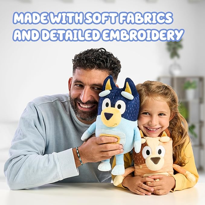 Bluey Heeler Family Stuffed Animal Set of 4, 7-8”, Soft, Bingo, Bandit, and Chilli Plush Figure Toys, Cuddly Plush Toys for Kids Ages 3+