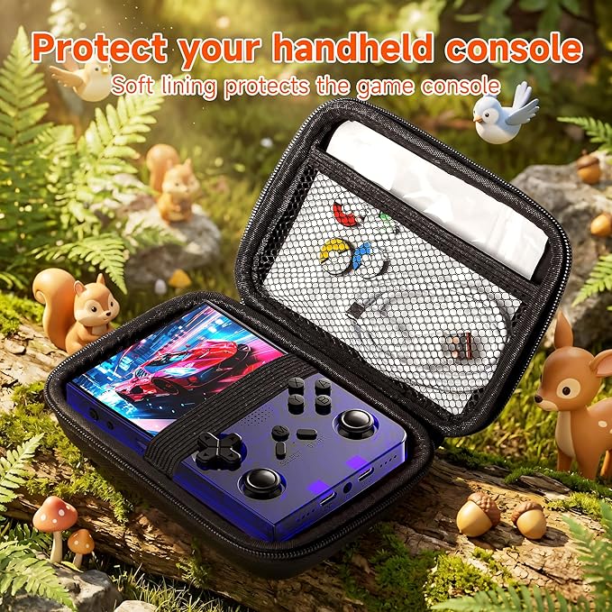 R40 Retro Handheld Game Console with Storage Case - Open Source System,3.5" IPS Screen, 18,000+ Classic Games, 128G TF Card, 3000mAh Battery, Portable Gaming Player for Travel, Blue