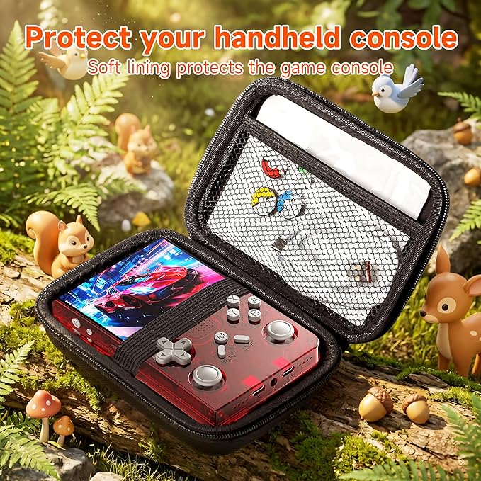 R40 Retro Handheld Game Console with Storage Case - Open Source System,3.5" IPS Screen, 18,000+ Classic Games, 128G TF Card, 3000mAh Battery, Portable Gaming Player for Travel, Red