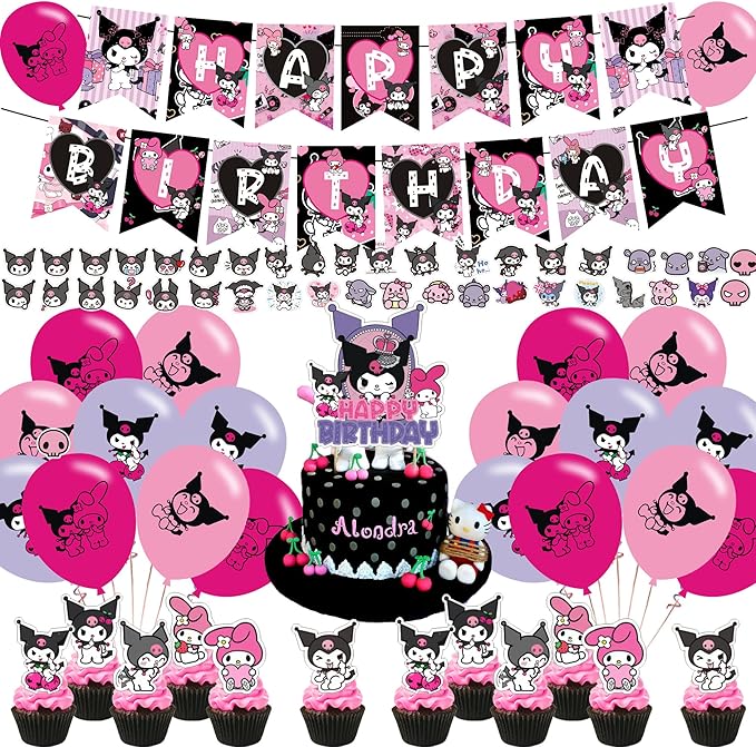 Party Decorations,Birthday Party Supplies For Party Supplies Includes Banner - Cake Topper - 12 Cupcake Toppers - 18 Balloons - 50 Stickers