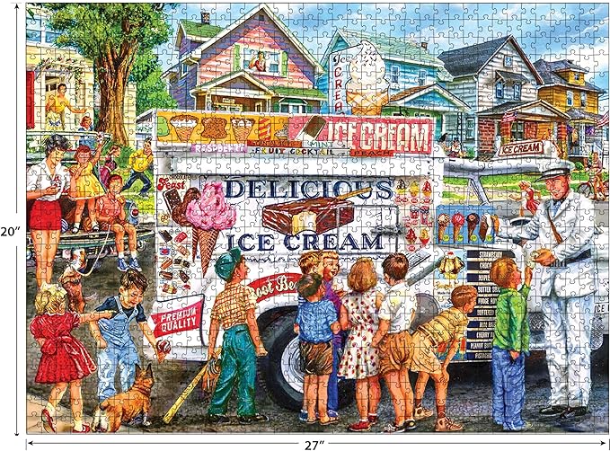 RoseArt - Back to The Past - Ice Cream Truck Day - 1000 Piece Jigsaw Puzzle for Adults