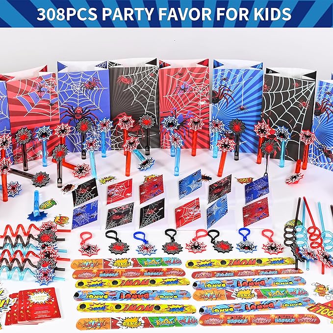 308Pcs Party Decorations Favors Supplies, Goodie Bags Fillers Stuffers for Kids Birthday Gifts