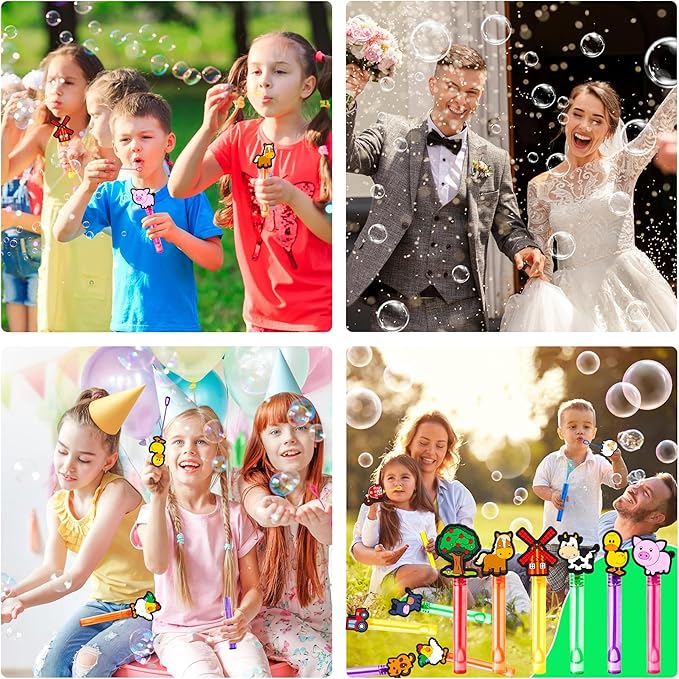 Farm Party Favors for Kids – 24PCS Barn-Themed Bubble Wands, Great for Birthday Supplies, Pinata Fillers, Goodie Bags & Classroom Rewards