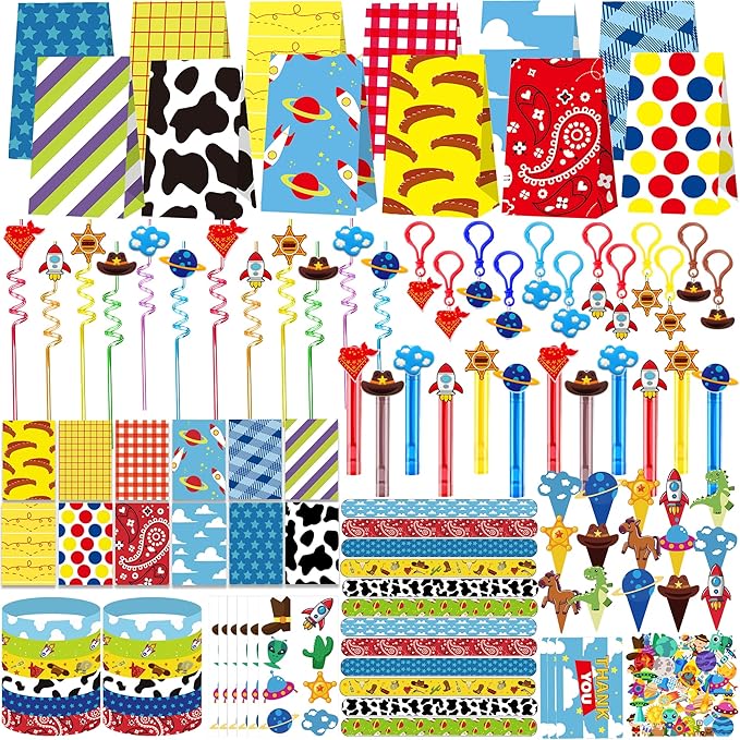 Blue Hydrangea 232 Pcs Cartoon Story Theme Birthday Party Favors Decorations Supplies for Kids Goodie Bag Stuffer Pinata Filler