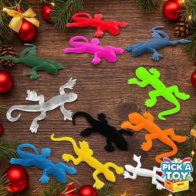 36 Set Sticky Gecko Lizard Toy Party Favor Slingshot, Stretchy Climbers On Wall for Kids, Goodie Bags & Easter Egg Stuffers, Mini Toys, Pinata