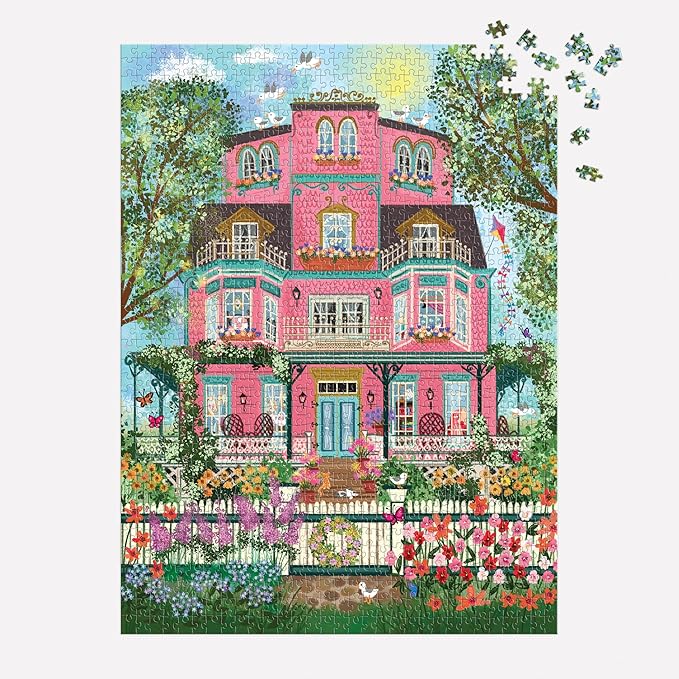 Galison Capeside Victorian – 1000 Piece Joy Laforme Foil Jigsaw Puzzle Featuring Beautiful Artwork of A Capeside Victorian Manor