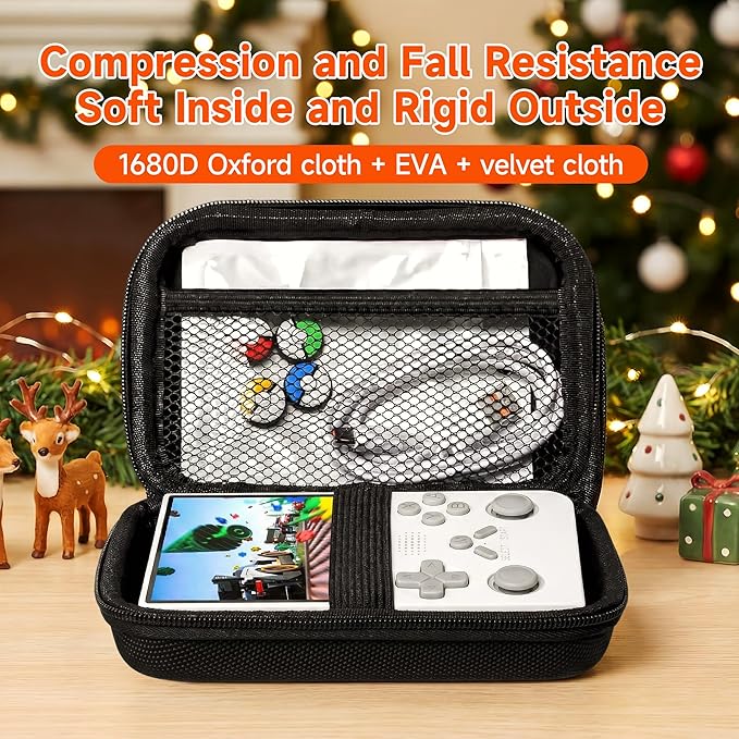 R40 Retro Handheld Game Console with Storage Case - Open Source System,3.5" IPS Screen, 18,000+ Classic Games, 128G TF Card, 3000mAh Battery, Portable Gaming Player for Travel, White