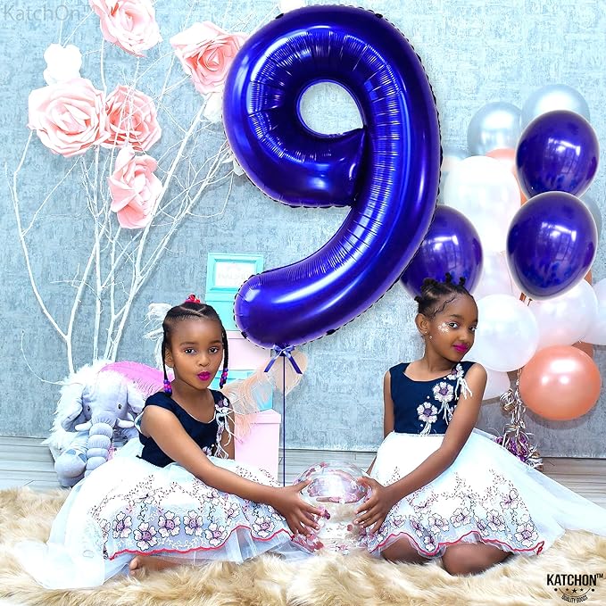 KatchOn, Giant Royal Blue Number 9 Balloon - 40 Inch | Foil 9 Birthday Balloon for 9th Birthday Decorations | 9th Anniversary Decoration | Royal Blue Party Decoration