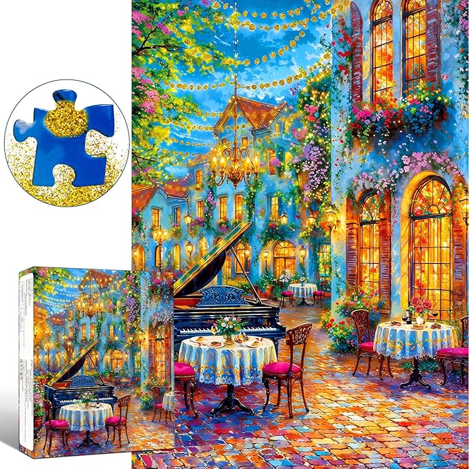 Jigsaw Puzzles for Adults 1000 Pieces, Jigsaw Puzzle 1000 Pieces,Challenging Family Games Gifts，Home Decor Birthday Party Gift Toy for Men Women Elders Seniors, 1:1 Poster-Romantic Piano
