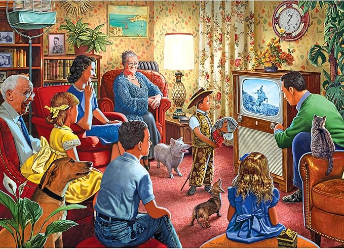 RoseArt - Back to The Past - Family Night Television - 1000 Piece Jigsaw Puzzle for Adults