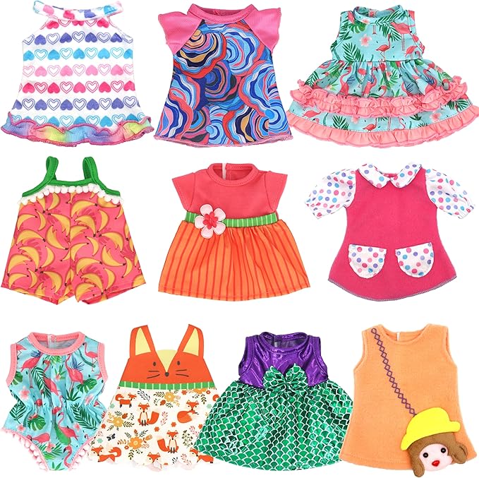 10 Set Alive Baby Doll Clothes, Doll Clothes and Accessories for 10-12 Inch Girl Dolls Outfits Include Cute Jumpsuit, Skirts