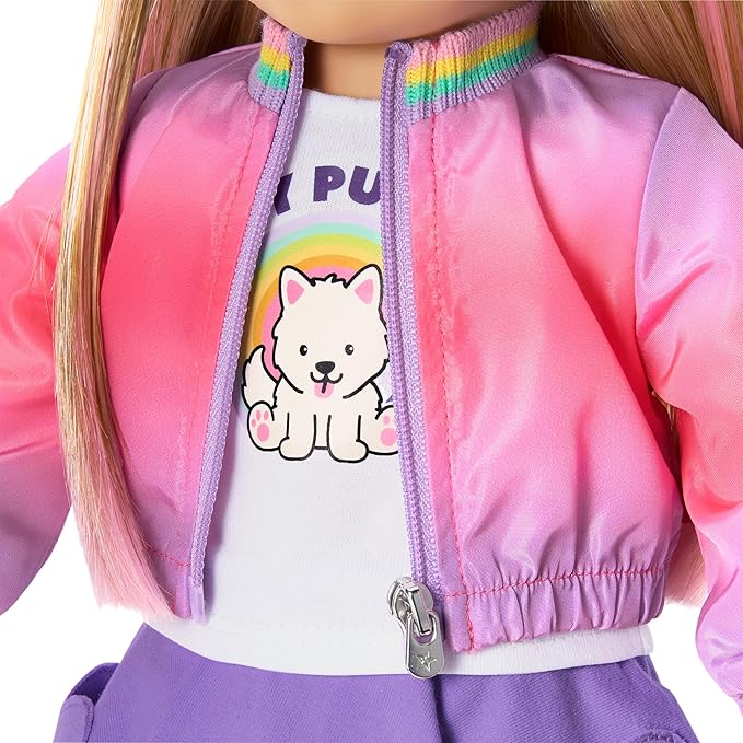 American Girl, Summer McKinny Girl of The Year 2025 Waggy Pup Tails Outfit for 18-inch Dolls, with a t-Shirt, Jacket, Skort, Socks, and Shoes, Ages 6+