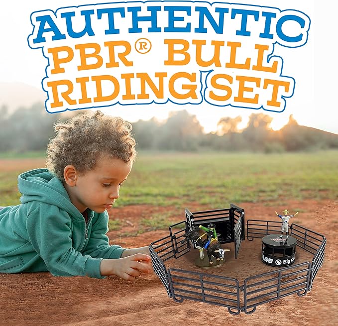 Big Country Toys 13 Piece PBR Bull Riding Playset - Rodeo Toys - Toy Figures & Playsets