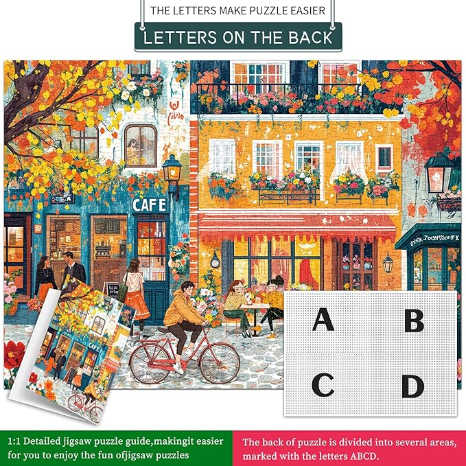 Jigsaw Puzzles for Adults 1000 Pieces, Interlock Perfectly Letter on Back No Dust, Home Decor Birthday Party Gift Toy for Men Women Elders Seniors, 1:1 Poster-Romantic Time