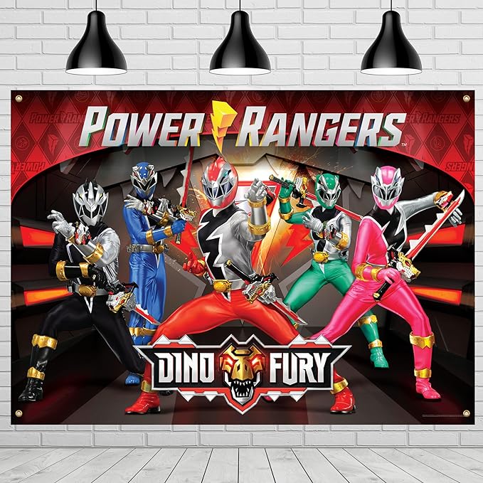 Treasures Gifted Power Rangers Backdrop - 4.3ft x 6ft Fabric Backdrop for Birthday Parties - Officially Licensed Party Supplies
