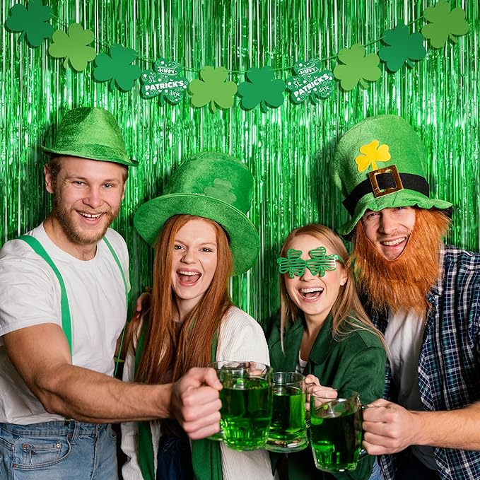 OHOME St Patricks Day Decorations - Green Party Backdrop Streamers | St Patricks Day Decor for Indoor Outdoor - St Patty's Day Accessories for Door Wall - St Patricks Day Banner,2 Pack
