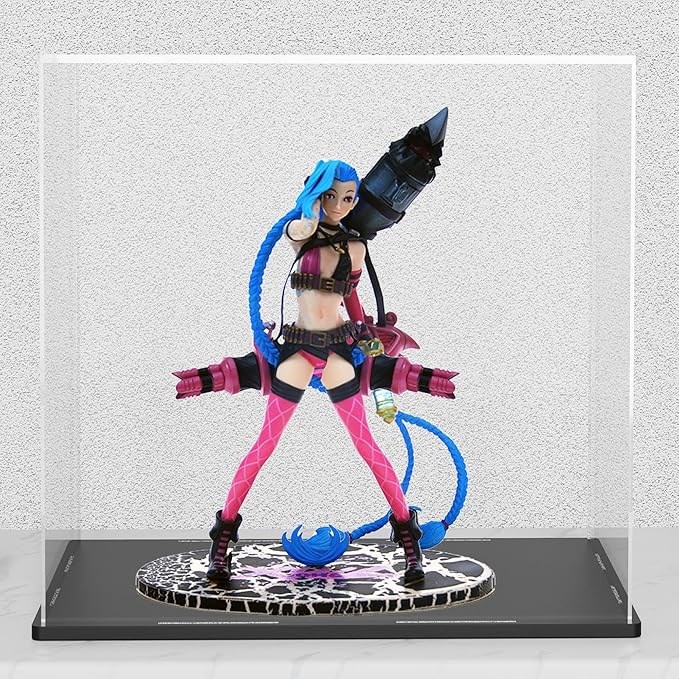 Clear Acrylic Display Box with Matte Black Base, Simple Self-Assembly Dust-Proof Showcase, Cube Counter-Tops Case for Collectibles (9x9x9 inch)