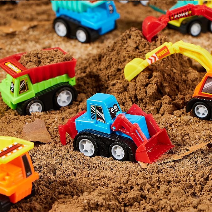 JOYIN 12-Piece Mini Construction Car Set, Plastic, Unisex, Non-Riding Toy Vehicle, Perfect for Imaginative Play and Parties