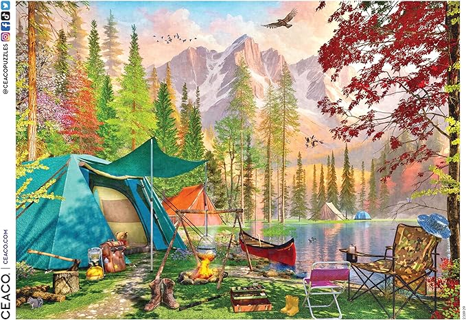 Ceaco - EZ 2 Hold - Dominic Davison - Camping Tranquility - 500 Piece Puzzle for Adults - Challenging and Perfect for Game Nights - Finished Puzzle Size 21.25 x 15