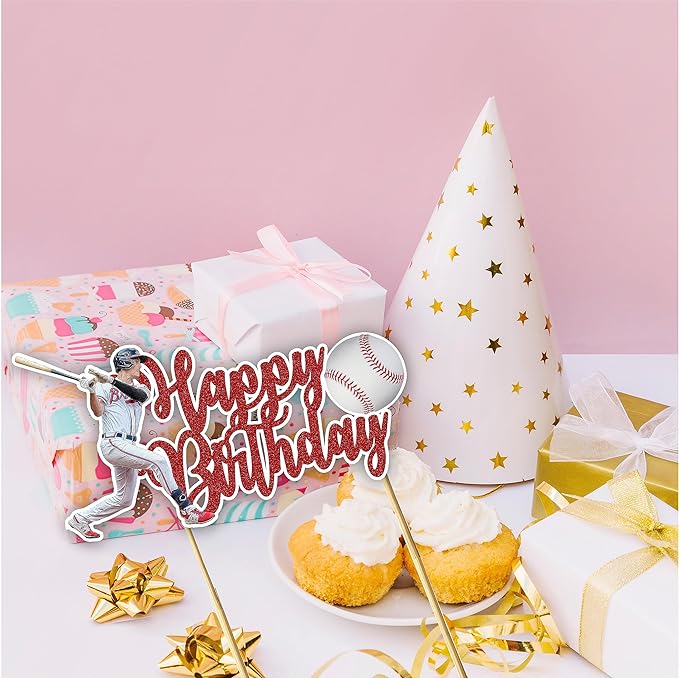 Baseball Happy Birthday Cake Topper – Sports Theme Cake Decoration for Birthday Celebration, Baseball Inspired Dessert Topper for Party Cakes, Table Display Styling, Sports Event Setup.