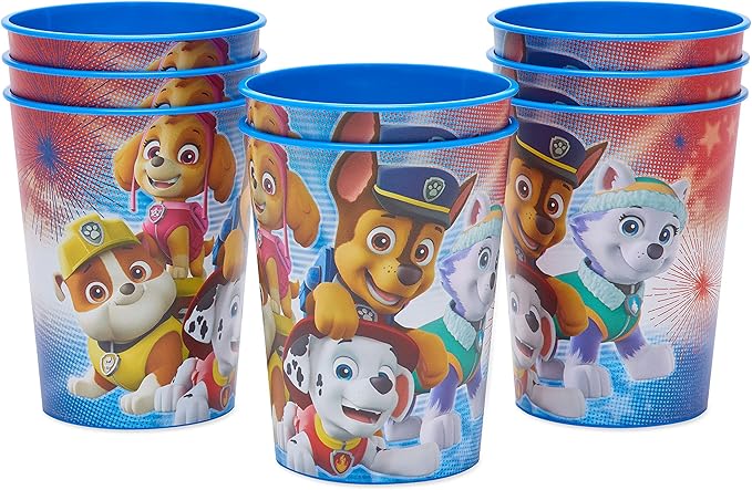 American Greetings Patriotic Paw Patrol Party Supplies, Plastic Stadium Cups (8-Count)