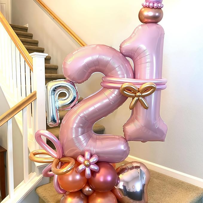 Pastel Pink 10 Balloons Number, 40 Inch Foil Number 1 & 0 Balloons for 10 Year Old Birthday Decorations, Large Self Inflating Mylar Light Pink Balloon for Girls 10th Birthday Party Anniversary Decor