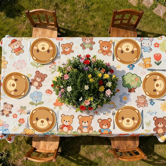 50Pcs Bear Baby Shower Paper Plates 9 Inch Heavy Duty Disposable Brown Bear Birthday Party Decorations for Boys Girls Baby Shower Gender Reveal Fall Holiday Wedding Birthday Party Supplies