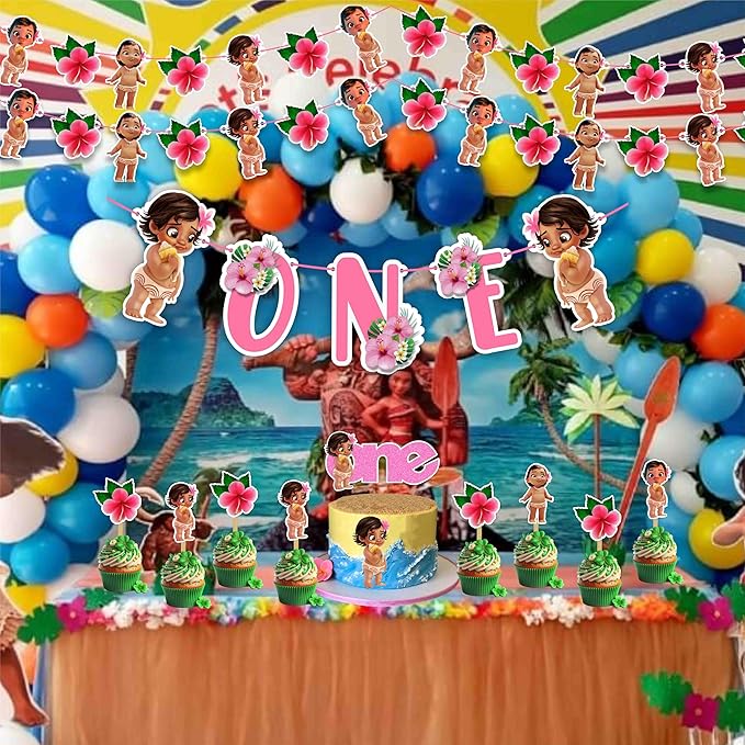 "Bby Mna Theme– Adorable 1st Birthday Party Decoration for Girl or Boy – Cute Cartoon Theme Birthday Banner – Perfect for Cake Smash, Photo Booth, Indoor and Outdoor Party Décor"