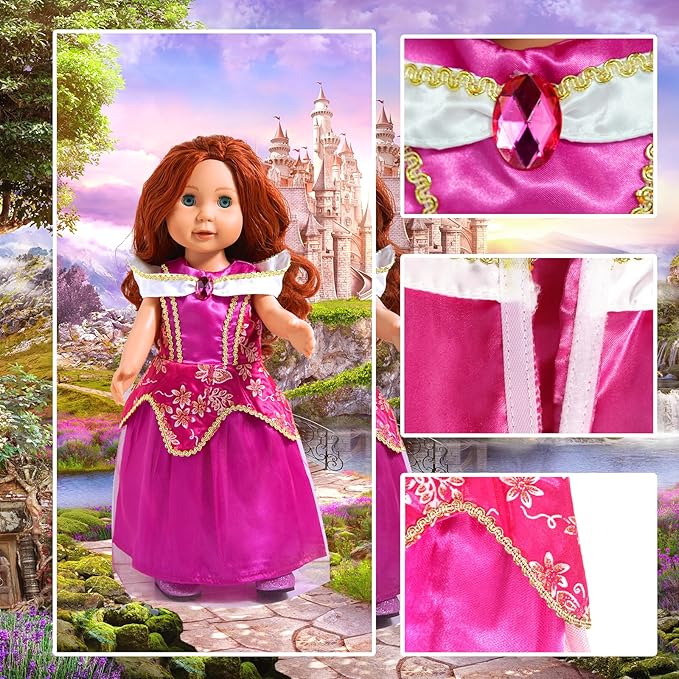 18 inch Doll Clothes and Accessories, Pricess Costumes Dress, 6 Pieces, 18 inch
