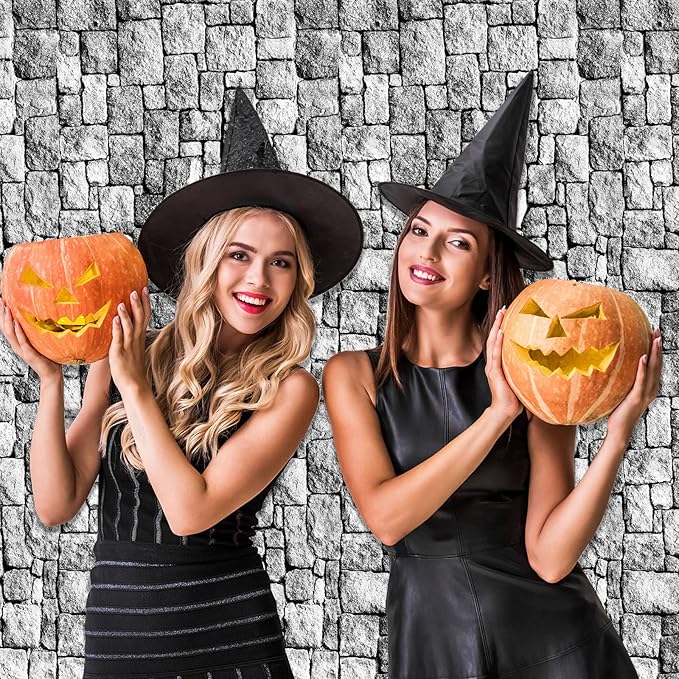 Irenare Halloween Stone Wall Tablecloths, Medieval Castle Party Decorations Supplies Disposable Plastic Brick Stone Tablecloth Brick Wall Table Covers for Birthday Party Favors(8 Pack,108 x 54 Inch)