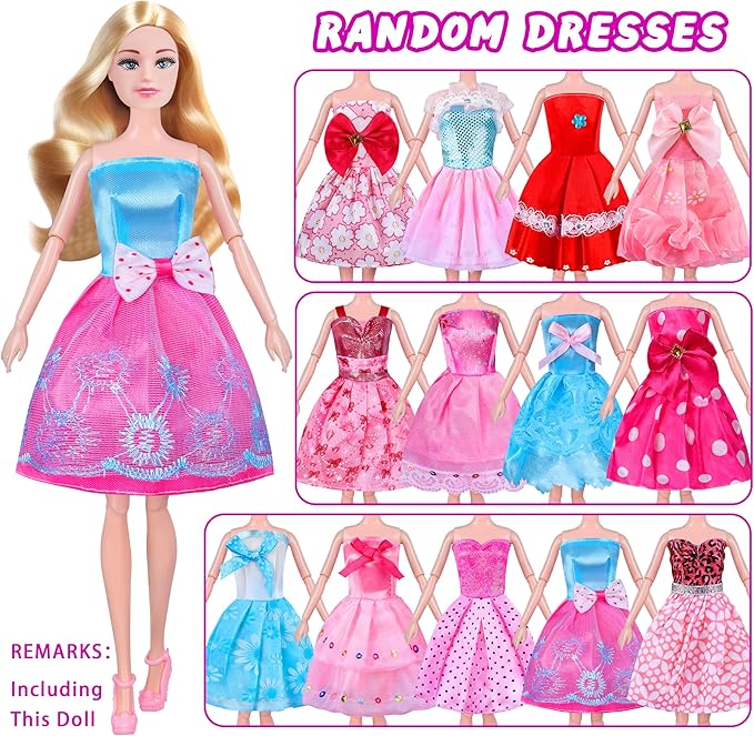 91 Pcs Doll Convertible Car Set, Doll Clothes and Accessories, Doll Playset Dress up Toys for Girls Kids Toddlers, Gift Toys for Age 3 4 5 6 7 8