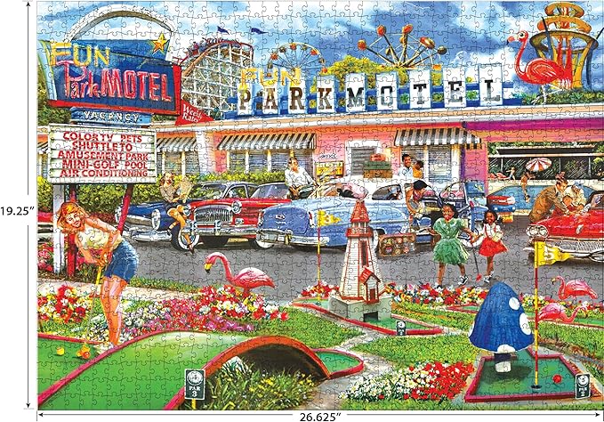 RoseArt - Back to The Past - Fun Park Motel - 1000 Piece Jigsaw Puzzle for Adults