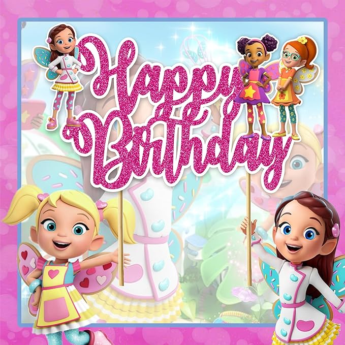 Buterbean Cafe Happy Birthday Cake Topper – Cute Bakery Café Theme Cake Decoration for Birthday Celebration, Coffee Shop Style Dessert Topper for Party Cakes, Table Display Styling, Photo Setup.