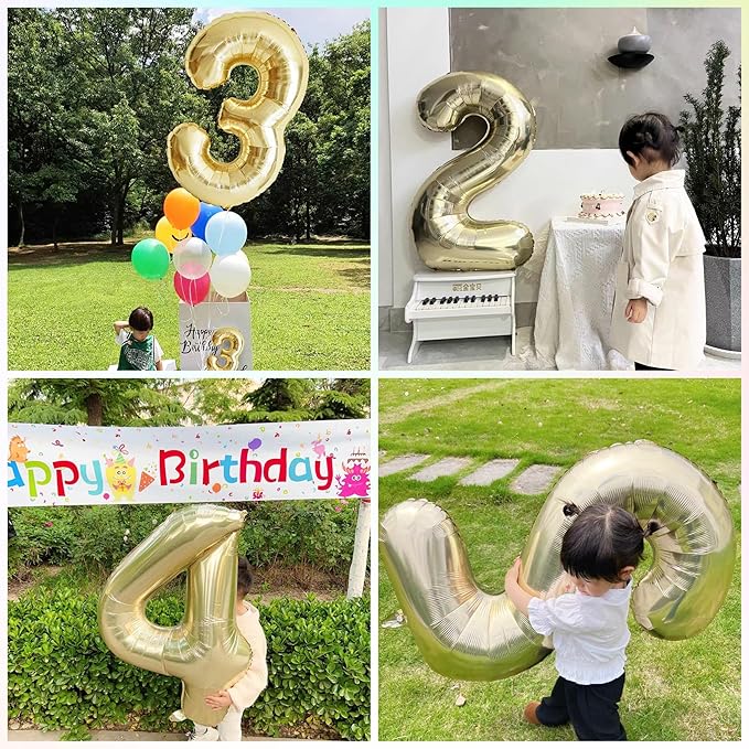 40 Inch Light Gold 14 Number Balloons White Gold Giant 41 Foil Mylar Helium Large Digital Balloon Champagne Gold Birthday Numbers Jumbo Balloons 14th or 41st Anniversary Party Decorations Supplies