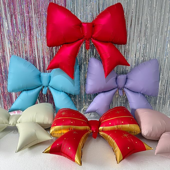 4Pcs Giant Red Bow Balloons for Valentine's Day 38 Inch/coquette Red Bowknot Ribbons Balloon/Bow-Knot Foil Balloons for Baby Shower Bridal Gender Reveal Girl Party Wall Decor
