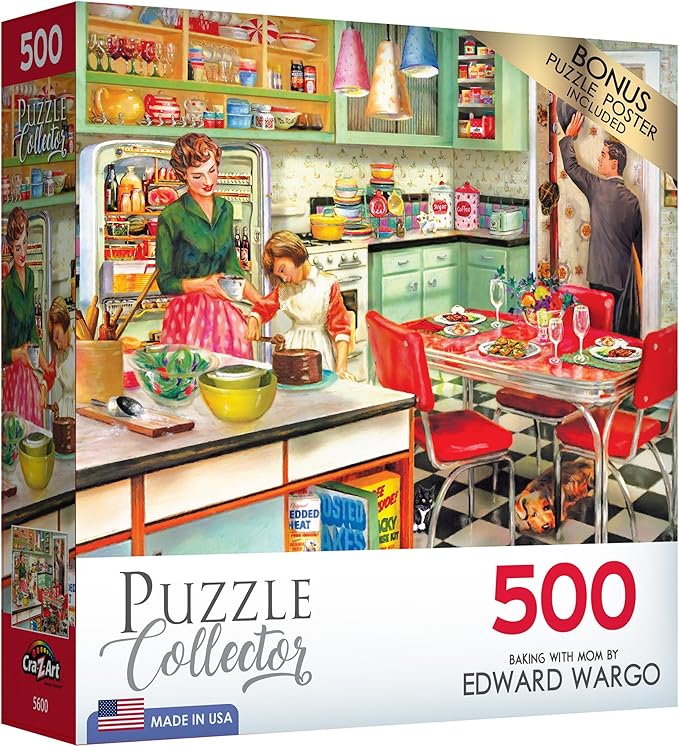 RoseArt - Puzzle Collector - Baking with Mom - 500 Piece Jigsaw Puzzle for Adults