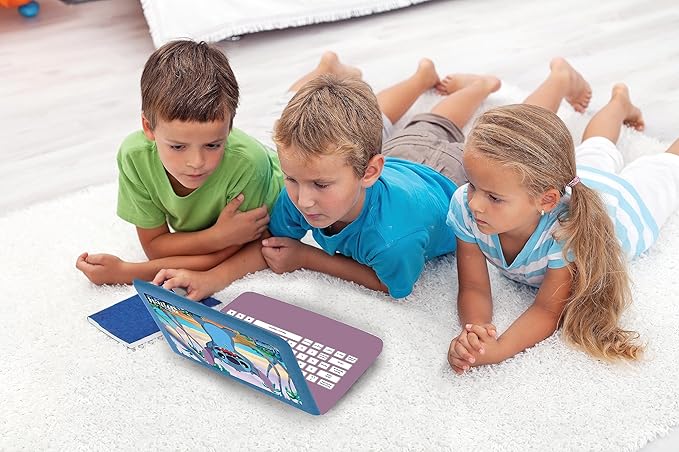 Lexibook, Disney Stitch, Bilingual French/English Educational Computer, Children's Toy with 124 Activities for Learning, Fun and Piano, Blue/Purple, JC598Di1