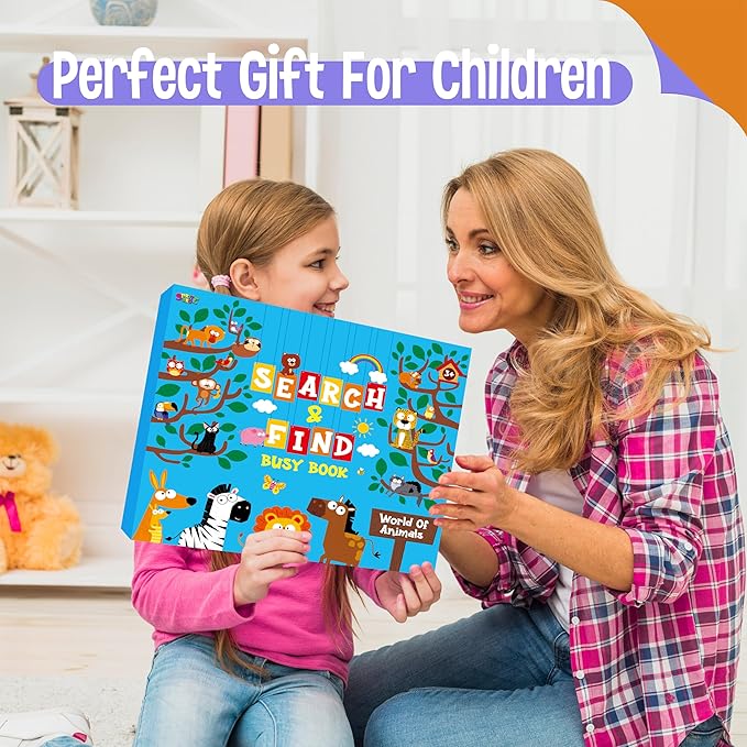 SpriteGru Search & Find Book, 15 Different Searching Games & 15 Fun Activity Games, Montessori Learning Toy Educational Game Travel Toys for Autism Sensory, Preschool, Girls and Boys Ages 3+
